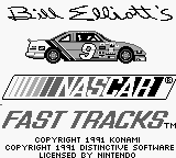 Bill Elliott's NASCAR Fast Tracks title screen for GameBoy